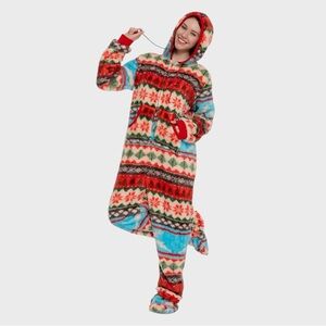 Christmas Unisex Adult Jumpsuit Onesie  Flannel Pajamas Loungewear XS NWT